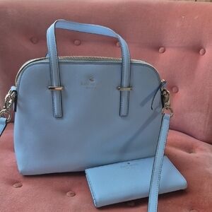 Kate Spade Blue Handbag and Wallet Set